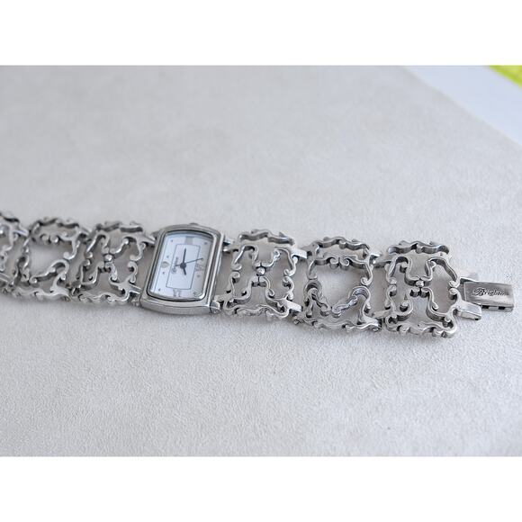 Brighton Summer Love Watch Silver Plated Lacy Filigree Band 7.5" 1" Works Fold - Picture 4 of 10